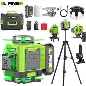 L FINE 16 Lines Laser Level with Tripod, 360° 4D Green Beam Self-Leveling Cross Line Laser, Professional Alignment Tool with Batteries & Remote Control