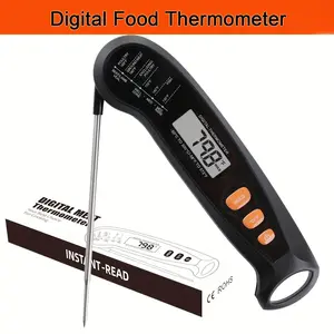 1pc Digital Kitchen Food Thermometer with Fast & Accurate Measurement, Compact Foldable Design for Easy Storage, Stainless Steel, Ideal for Home Cooking, Restaurant Use, Food Measurement Tool|Compact Thermometer|Durable Construction