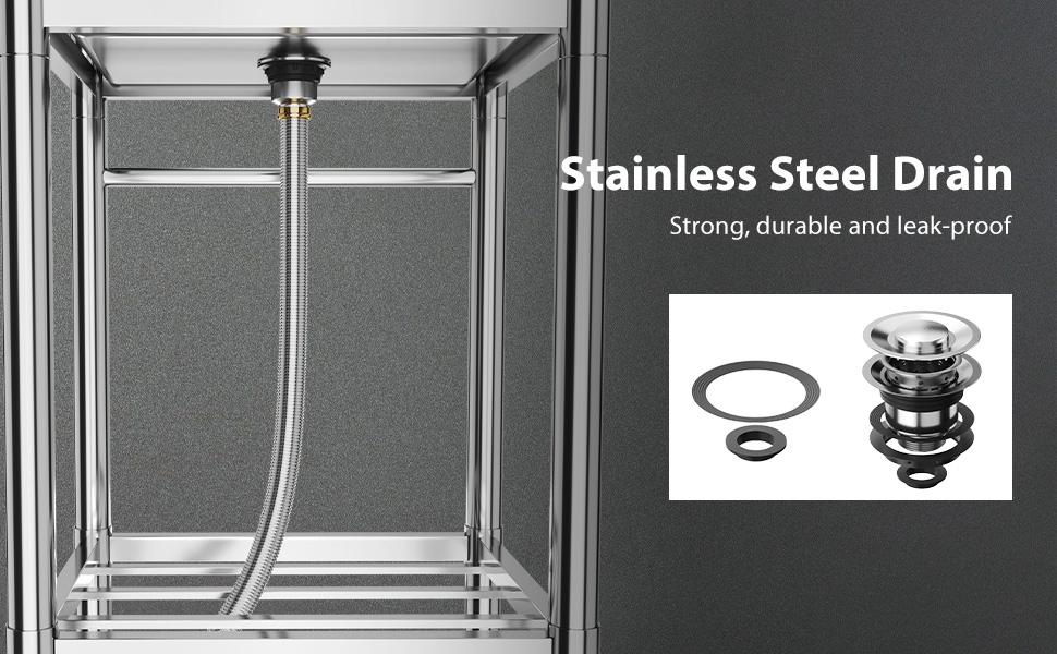 GARVEE Stainless Steel Sink, Freestanding Single Trough Commercial Kitchen Sink Set with Faucet, Commercial Single Bowl Kitchen Prep and Utility Sink for Restaurant, Garage