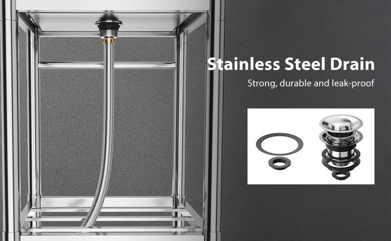 GARVEE Stainless Steel Sink, Freestanding Single Trough Commercial Kitchen Sink Set with Faucet, Commercial Single Bowl Kitchen Prep and Utility Sink for Restaurant, Garage