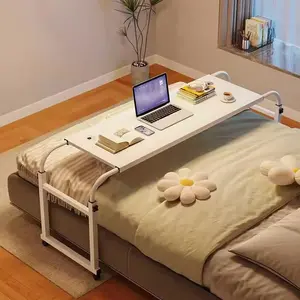 Overbed Table with Wheels, Overbed Desk with Adjustable Length and Height, Rolling over Bed Desk, over the Bed Table on 4 Lockable Wheels Heavy Duty Laptop Tables for Home Office Hospital Bedroom
