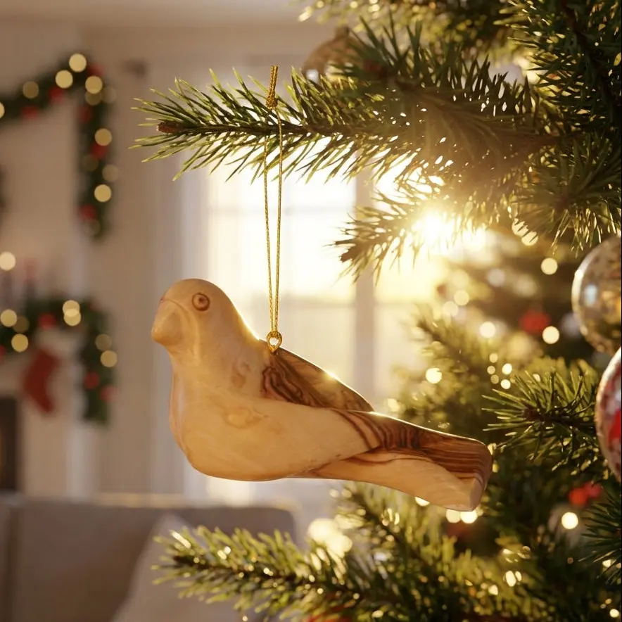 Olive wood Dove ornament from the Holy Land| Wooden Dove Christmas Tree Ornament | Bird statue ornament| 3d Dove Tree Decor | Peace on Earth