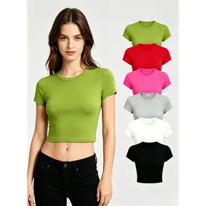 3-Piece Solid Sports Tee Set Round Neck Slim Stretchy Ideal for Yoga Gym Workouts Women's Athletic Wear Sporty Style Clothes gym shirts workout tops oversized gym shirts Fitness Outfit summervibes Casual Basic