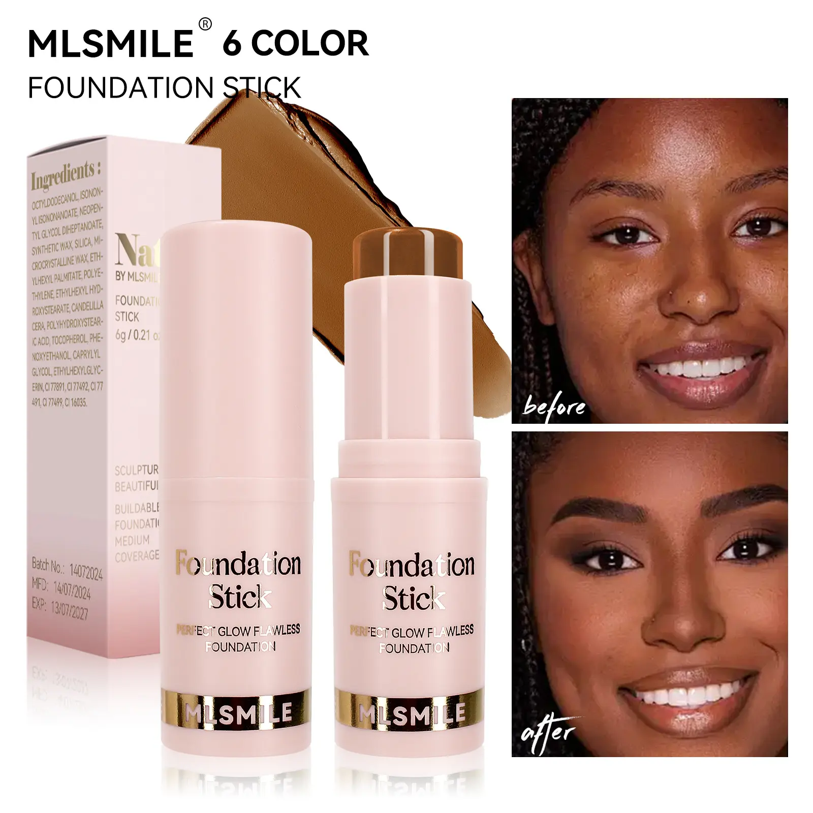 Brightening and contouring foundation stick European and American natural and long-lasting makeup does not remove makeup to cover acne marks
