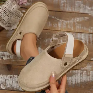 Women's Suede Mule Sandals with Back Strap Platform Sole Casual Daily Shoes Indoor Outdoor