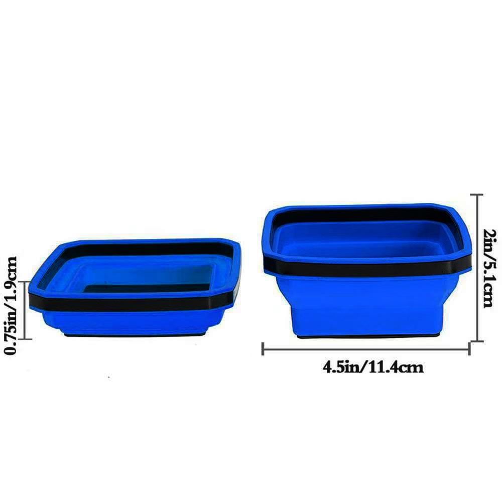 Square silicone foldable magnetic parts tray — strong magnet version; hardware tool parts box; silicone tool tray