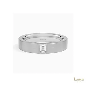 Emerald-Cut Lab Diamond Men's Wedding Band | Lab Grown | 14K Gold & Platinum