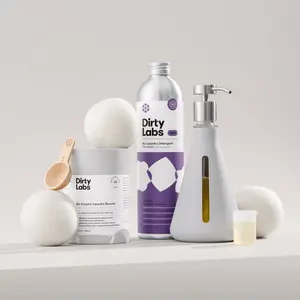 Sustainable Laundry Starter Set - Murasaki Scent - Laundry Detergent (80 Loads), Booster (48 Loads), Dryer Balls (3 Pack), and Refillable Pump