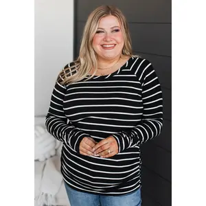 All That Really Matters Ruched Top- Black & Ivory