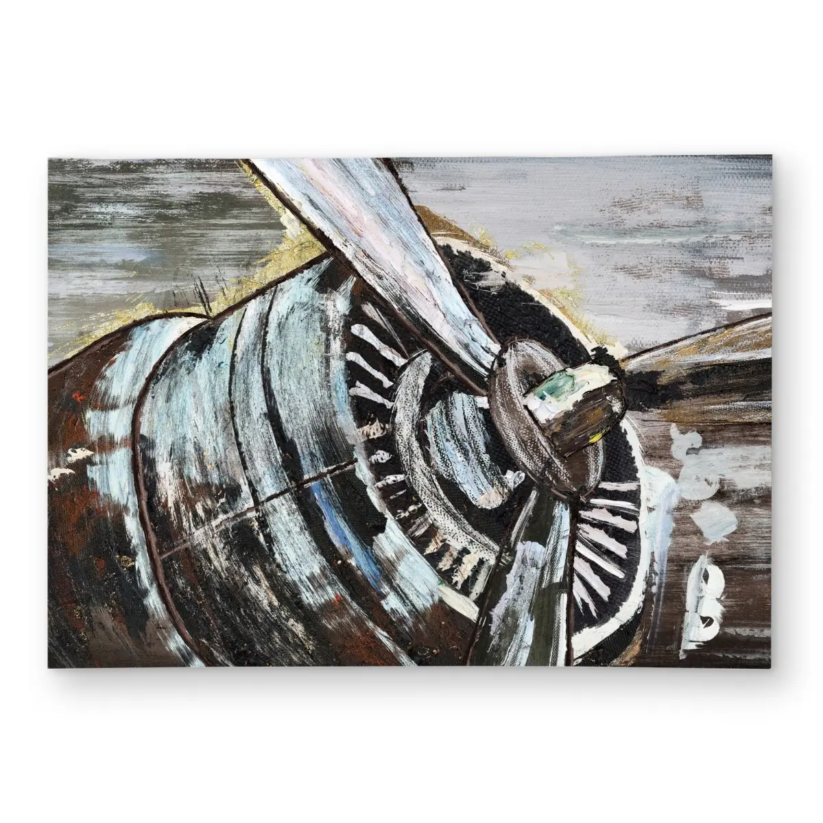 Begin Home Decor C1ROAR57CU6P9D 5x7 ft. Rectangle Beige Airplane Propeller Aviation Outdoor Area Rug, Entrance Rug for Home & Patio Decor