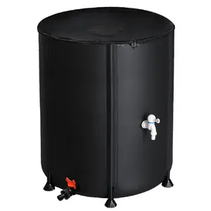 CalidoCasa 50 Gallon Folding Rain Barrel Water Collector with Spigot & Mesh Cover, Portable Outdoor Rainwater Harvesting Storage Tank for Garden Lawn Backyard Eco-Friendly Homeowners