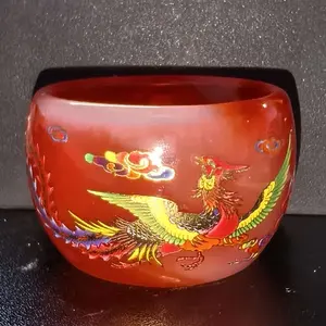 Scarlet Dragon & Phoenix Glow-in-the-Dark Artisan Porcelain Teacup