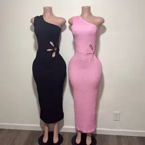 Black One-Shoulder Dress with Unique Cut-Out Design