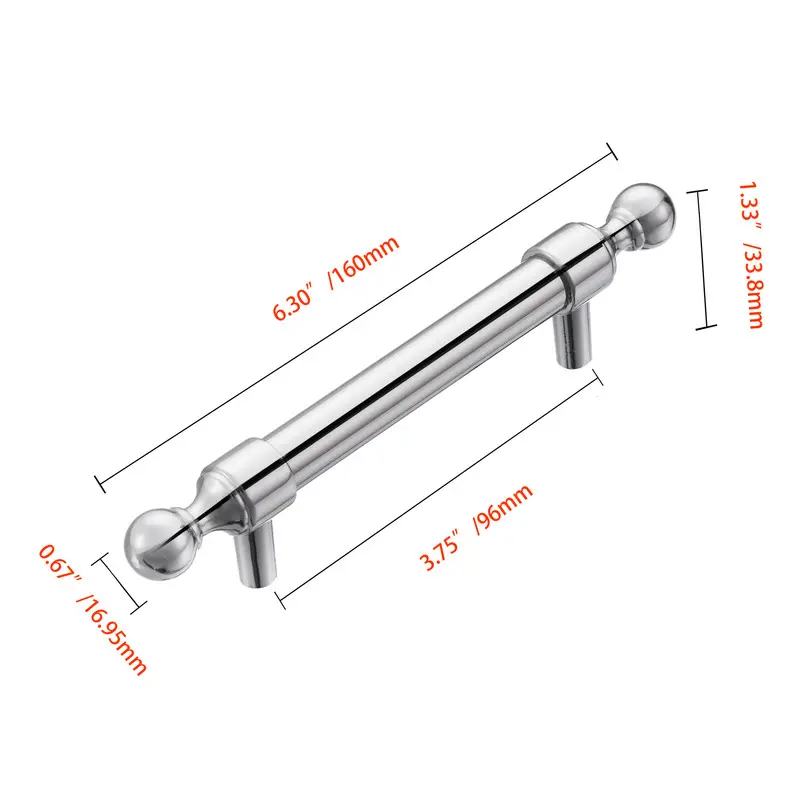 HW389SS Decorative Hand Finished Copper and Zinc Cabinet Pull, 3.75 in. Center to Center, Polished Chrome - Indoor Bath Hardware That Adds Functionality, Pack of 10