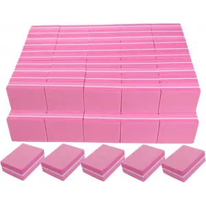 Nail Buffers (100 Pack), Mini Buffer Block Nail File for Acrylic and Nails, 100/180 Grit Nail Buffer Block Bulk Buffing Blocks for Nail Buff Professional Manicure File Blocks Set Hot Pink