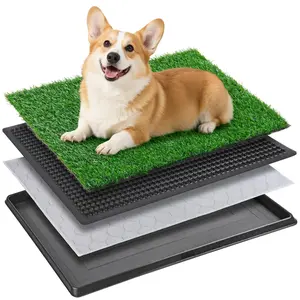 LOOBANI Dog Grass Pet Loo Indoor/Outdoor Portable Potty, Dog Litter Box, Artificial Grass Patch Bathroom Mat and Washable Pee Pad for Puppy Training, Full System with Trays