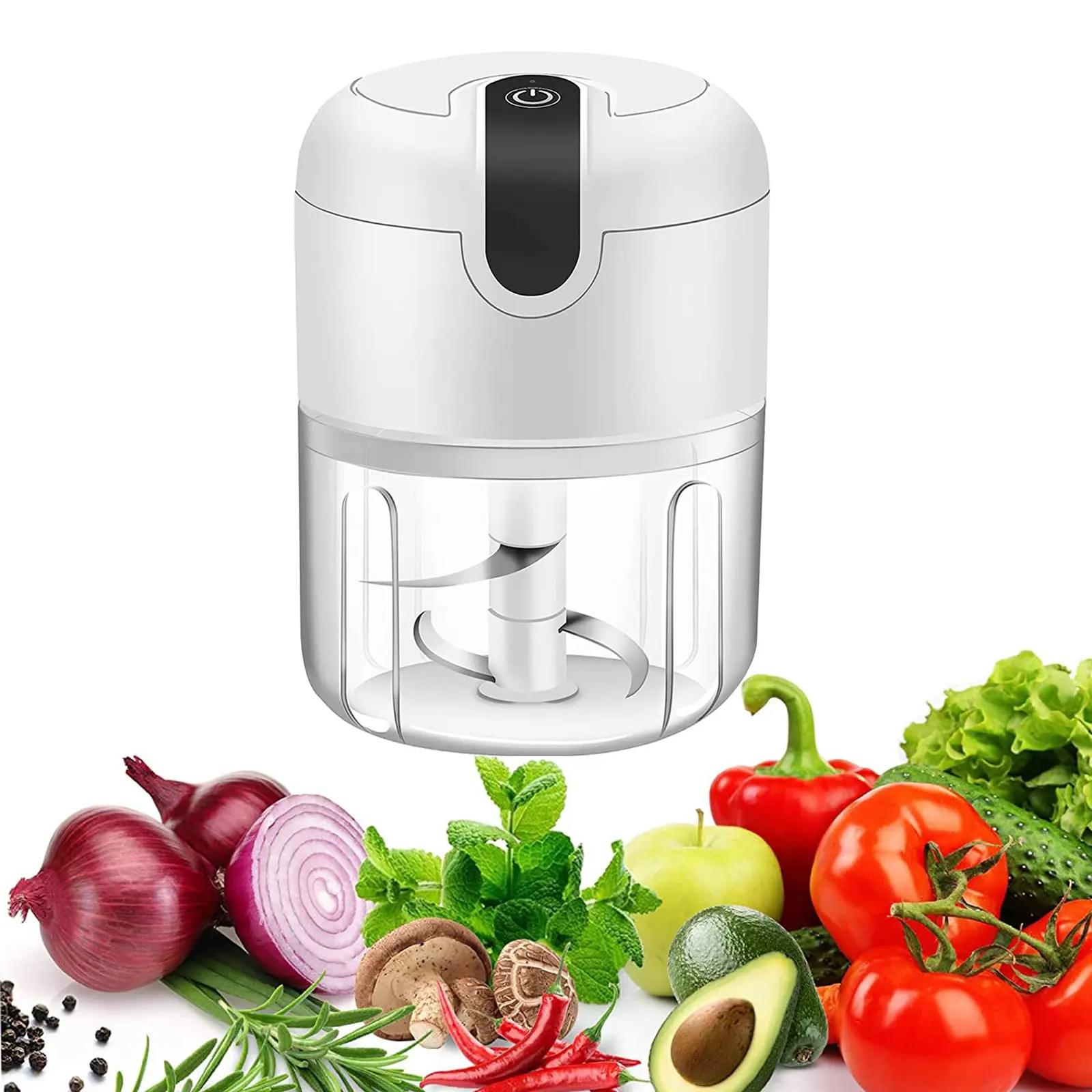 250ML Cordless Mini Garlic Chopper, USB Rechargeable Electric Food Processor with Safety Lock & Stainless Steel Blades for Garlic, Onion, Ginger, Chili, Herbs, Vegetables and Baby Food Prep