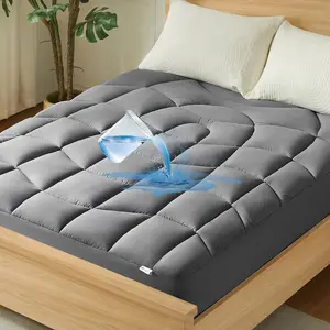 Mattress Pad  -  Quilted Fitted  Mattress Topper, 5-Layers Noiseless Washable Mattress Protector Cover with 8"-21" Deep Pocket (Grey, 60x80)