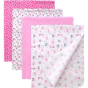 Unisex  Cotton Flannel Receiving Blankets,  Blankets 4 count,  Swaddle Blankets,  Flannel Blanket 30x30 Inches for Boy Girl (Style-5)