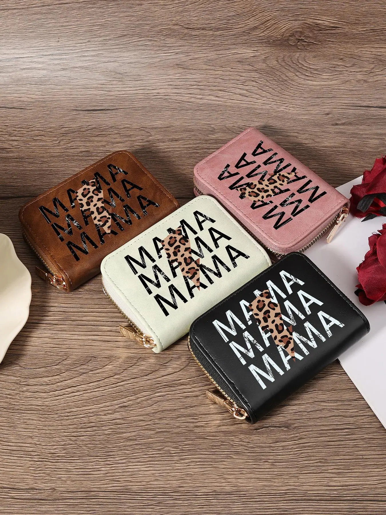 Fashion Leopard & Letter Pattern Short Wallet, Casual Versatile Zipper Card Holder, Simple Credit Card Holder with Multiple Card Slots, Multifunctiona