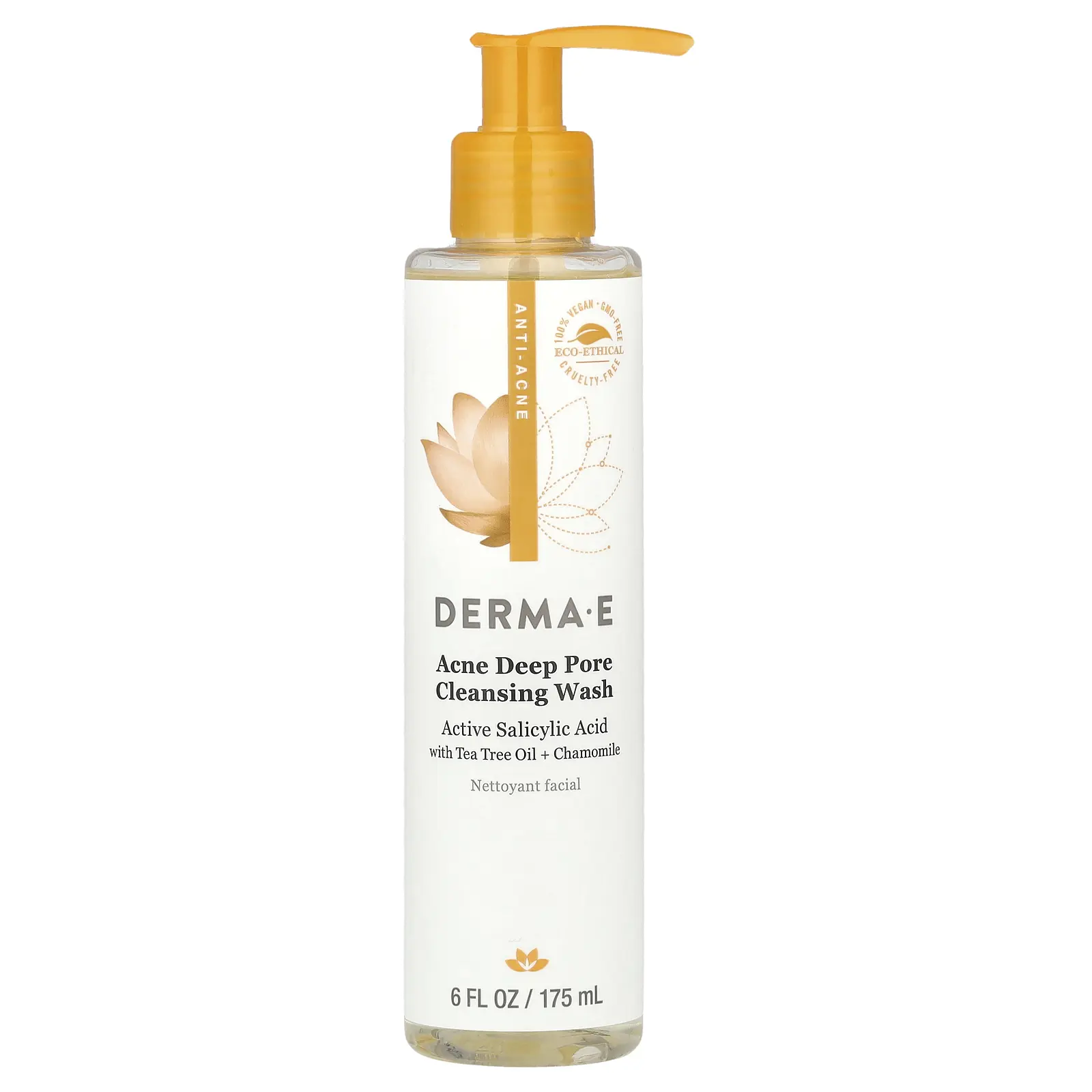 DERMA E Acne Deep Pore Cleansing Wash, 6 fl oz (175 ml) | HSA/FSA Eligible