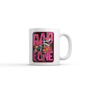 Rad To The Bone Mug Funny Sarcastic Dinosaur Graphic Coffee Cup - 11oz Funny Coffee Mugs Ceramic Printed Drinkware Cup