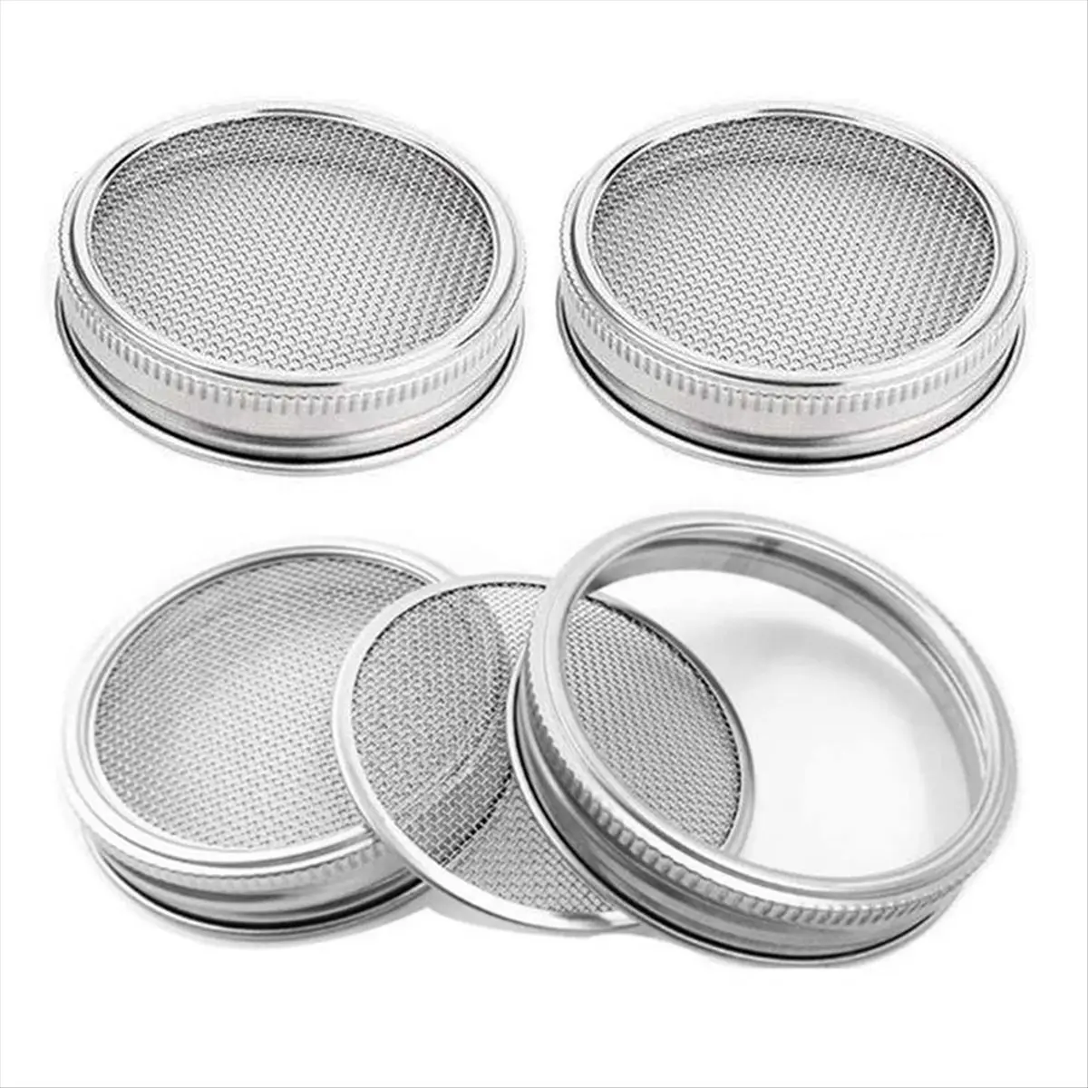 4-Pack Stainless Steel Sprouting Jar Lids for Wide Mouth Mason Jars, Kitchen Growing Covers, Sprouting Containers