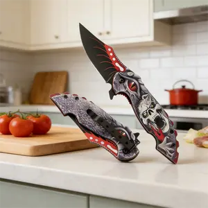 3D Skull Pattern Folding Knife knife knives for men Survival Tool