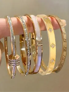 Women's Elegant Bracelet Set, Luxurious Design, Perfect Gift, Fashionable Trendy, Suitable for Daily Wear, Artificial Zircon, Elegant Jewelry Bracelet