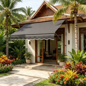 Patio Retractable Awning Hand Crank Awning, Manual Patio Awning, Retractable Sun Shade, Deck Shelter, Backyard Awning, Waterproof Canopy, Outdoor Shade Cover