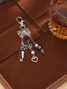 Cool 8-Ball Bow Bag Charm Pendants, Transparent & Bead Bag Chain Charms, Y2K Street Style Bag Decoration Keychain, Edgy Girly Bag Pendant for Backpack Purse, Ideal for Punk & Casual Style Lovers, Purse Accessories, Charms For Bags