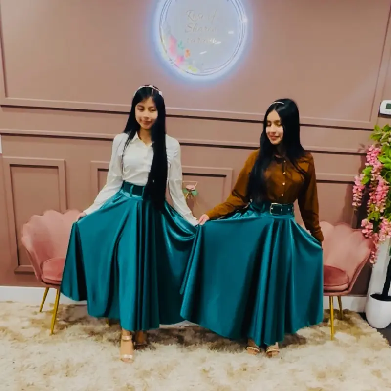 Maxi Skirt Fabric Satin Women's Plain Elegant Deals