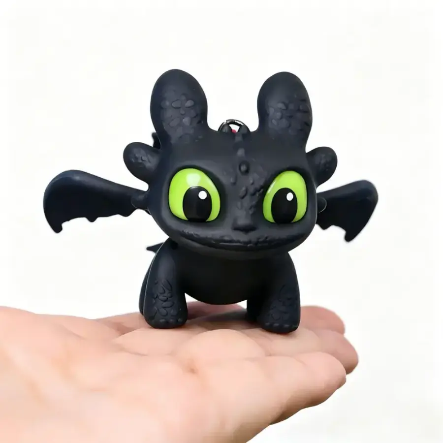 Cute Glowing Night Fury Dragon Keychain with Moving Wings, Kawaii Anime Toothless Pendant, Trendy Backpack Charm & Car Interior Decoration, Ideal Gift for Dragon Lovers