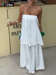 Women's Casual Lightweight Clothes Womenswear Sleeveless Crop Top & Long Skirt Set, Loose Fit Plain Design, Natural Waist Style, Perfect for Daily Wear