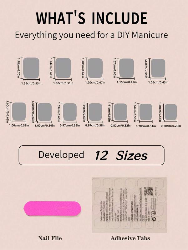 24-Piece Long Square Nude Ombré French Press-On Nails with 3D Rhinestones - Glossy Natural Pink Base, Includes 1 Nail File & 1 Sheet Double-Sided Tape​