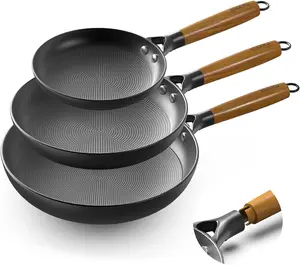 imarku Non Stick Frying Pans - 8&10&12 Inch Cast Iron Skillets Professional Cast Iron Pan Dishwasher Safe Nonstick Frying Pan Set, Detachable Handle Cookware