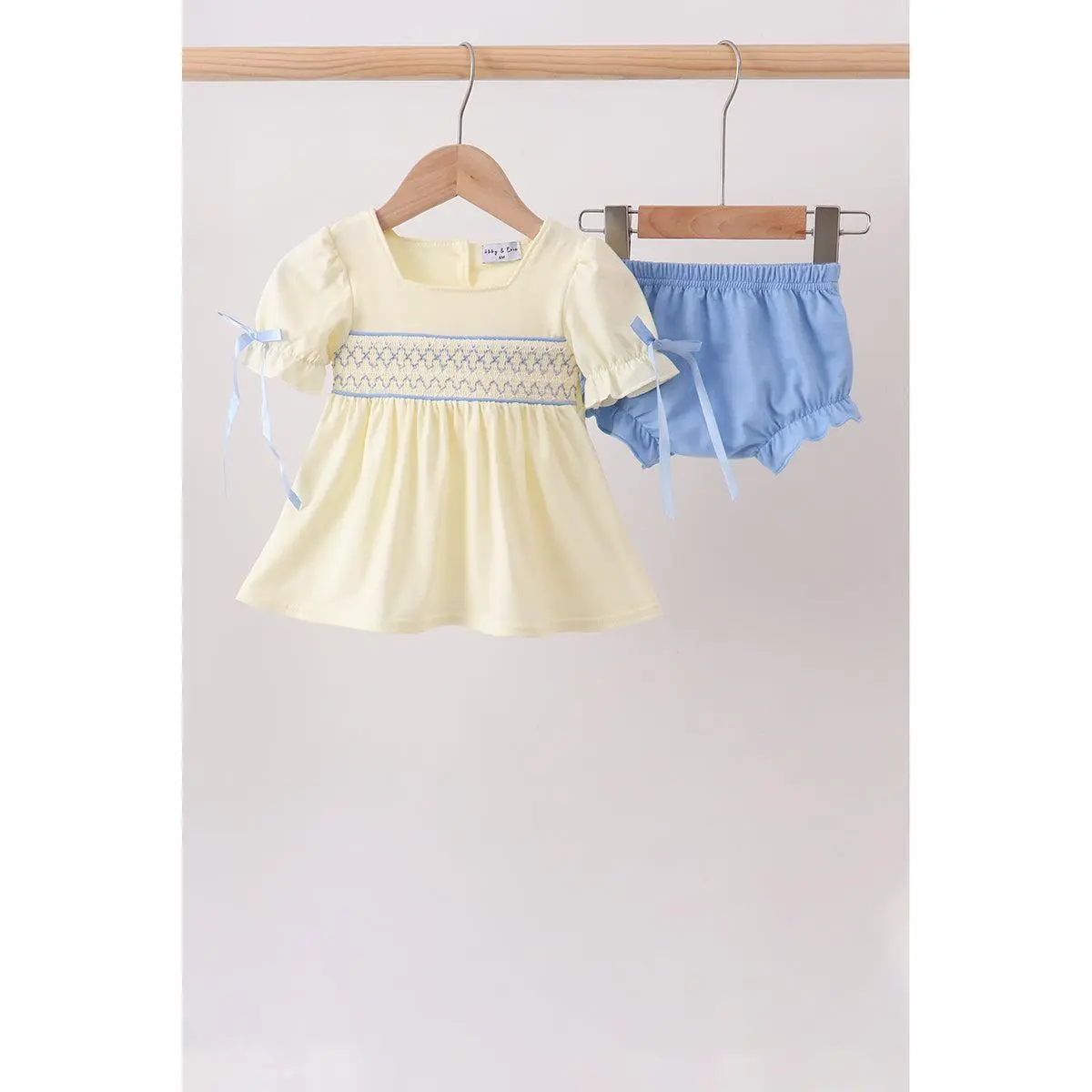 Cream smocked bloomer set
