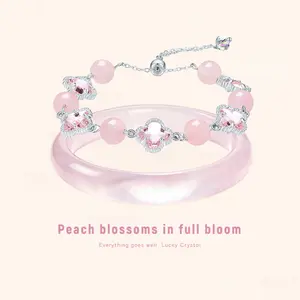 Natural Crystal Lucky Bracelet for Women - New Chinese Style Rose Quartz Beaded Wristband with Cat's Eye Stone - Perfect Gift