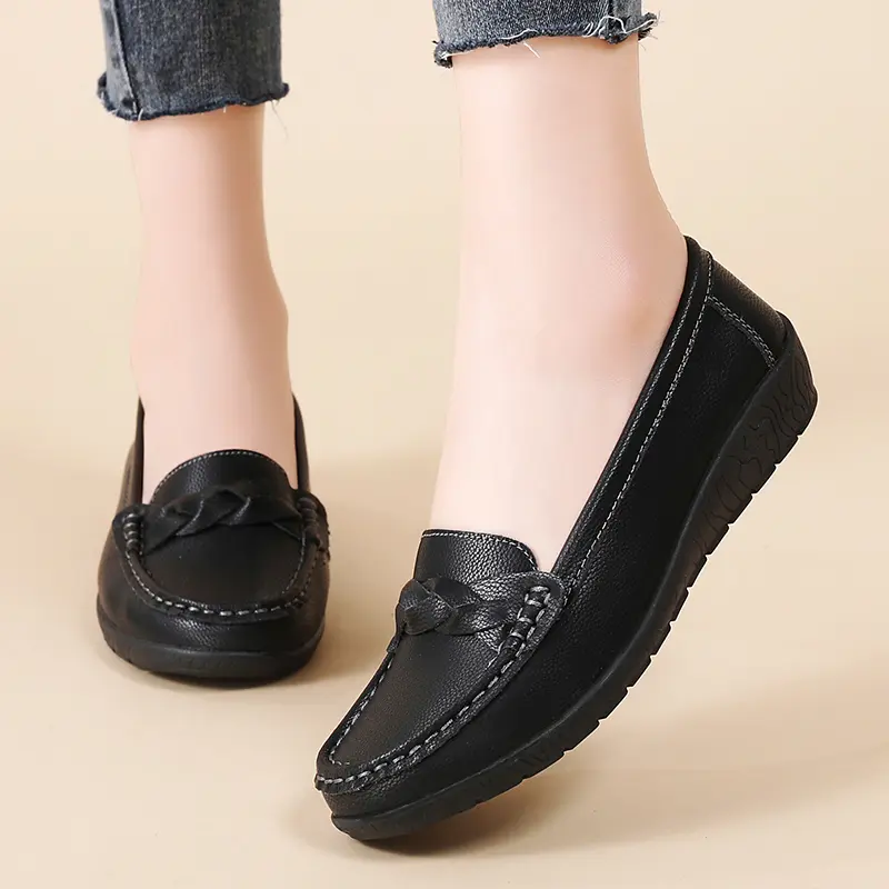 cushHide Women's Woven Loafers, Comfortable Slip-On Flatforms, Lightweight Breathable Casual Walking Shoes for Work