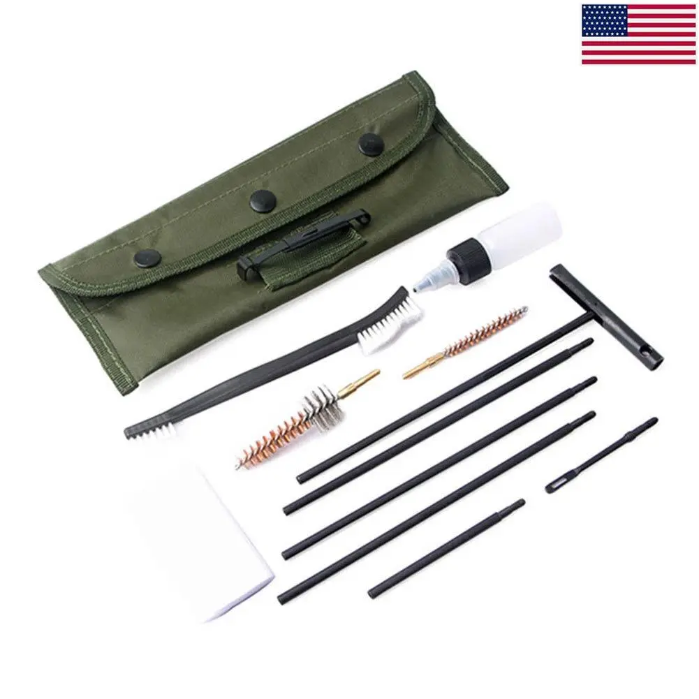 .22 Caliber Rifle Cleaning Kit, 10 Piece Complete Maintenance Set with Segmented Brass Rods, Nylon Brushes & Patch Holders, Portable Pouch for Hunters and Shooting Enthusiasts