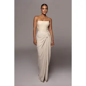 Natural Noelia Linen Slit Skirt