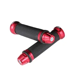 Motorcycle CNC Aluminum & Soft Rubber Handlebar Rubber Gel for 22mm Standard Bar Universal Compatible for Harley Suzuki Ducati BMW Scooter Racing Sport bike, Red
