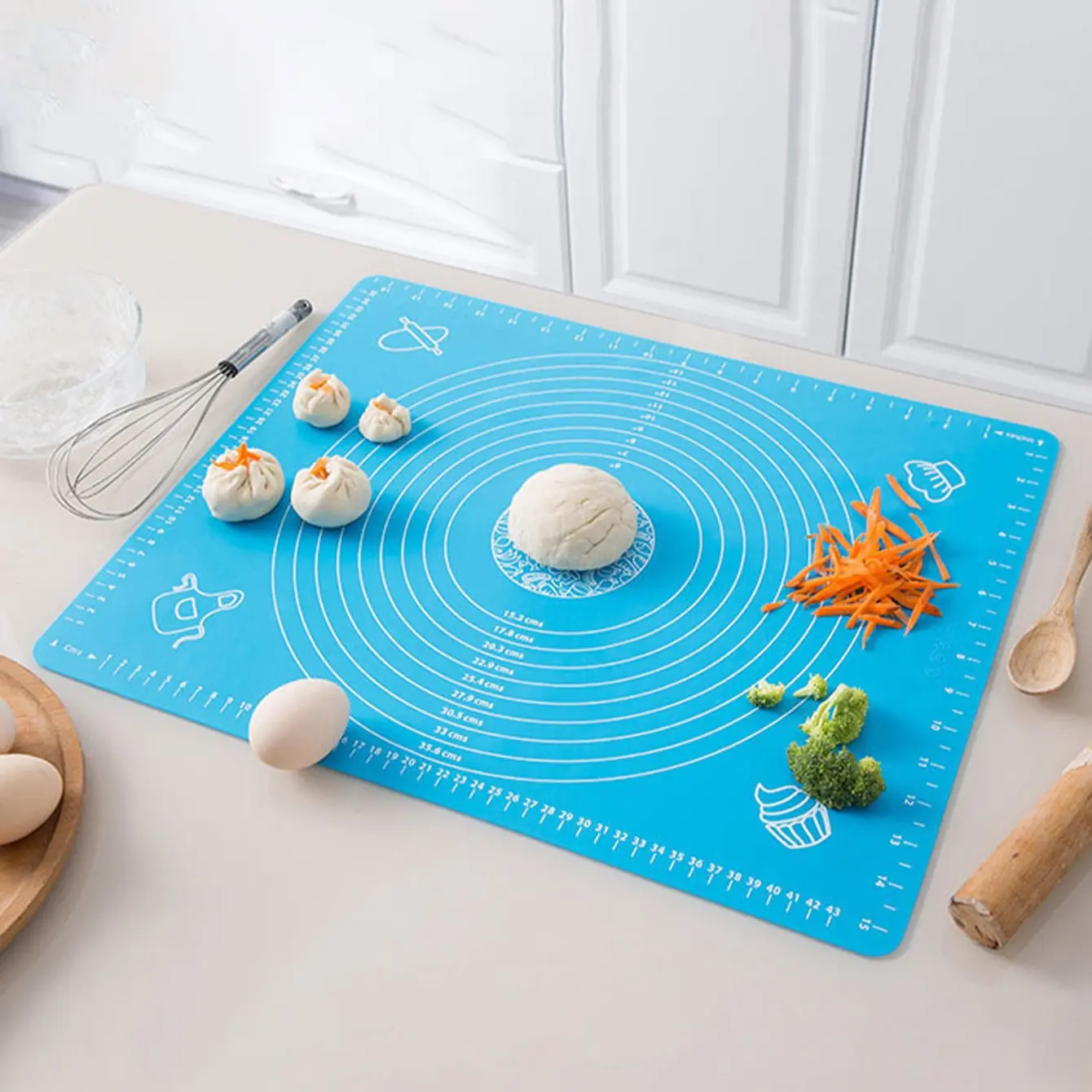 Large Non-Stick Silicone Baking Mat, Heat Resistant Reusable Pastry Sheet with Measurement Lines, Easy Clean & Store, Baking Supplies, Baking Tools, Baking Accessories