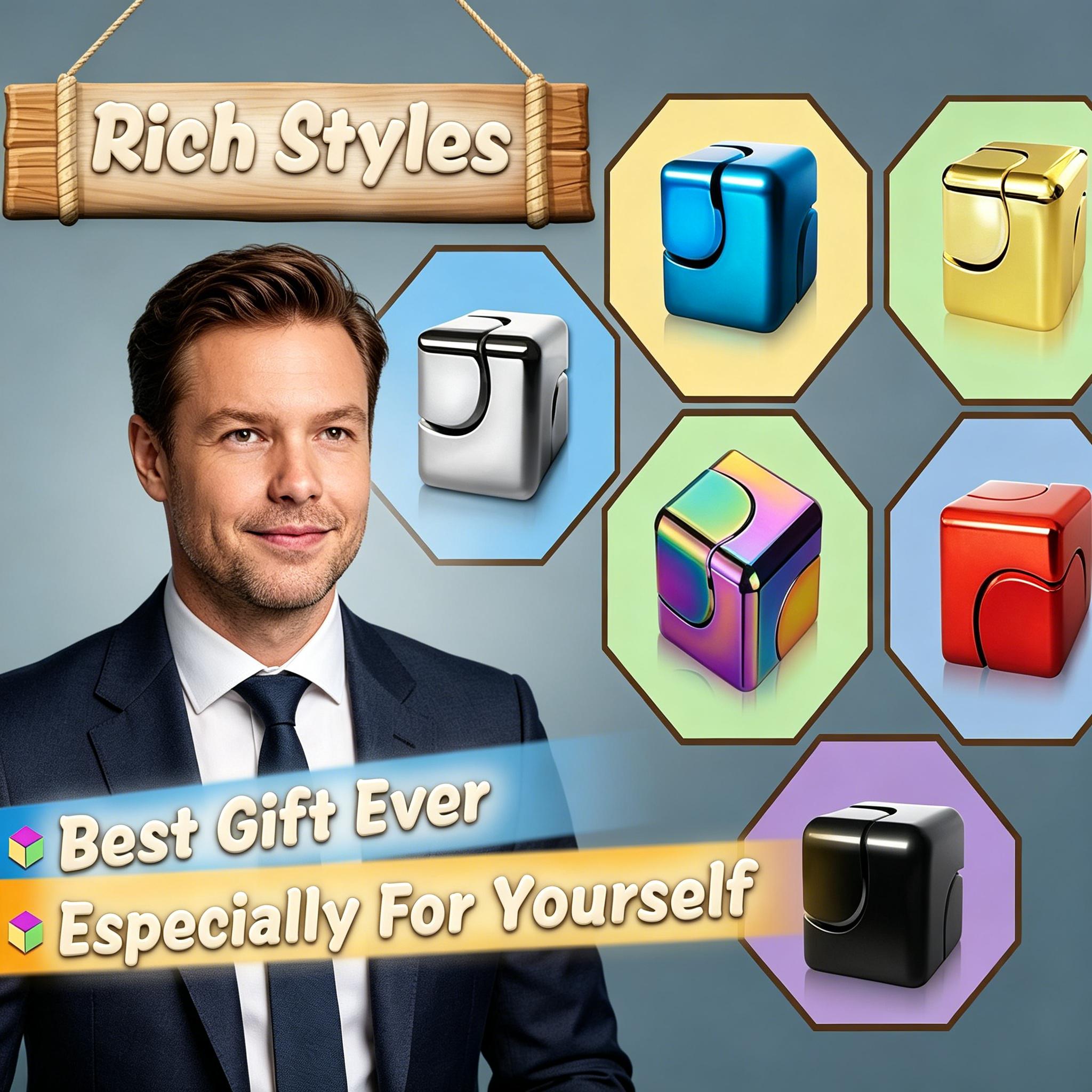 Metal Fidget Spinner Cube for Adults & Teens, EDC Desk Gadget, Anxiety Stress Relief Sensory Fidget Toy, ADHD Finger Toy, Easter Basket Stuffers & Valentine Gift for Boys