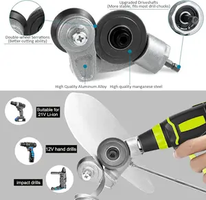 VAYWET Cutter Drill Attachment Upgraded Sheet Metal , For 12V Machine Electric Adapter (exclude) Shears Nibbler Drill Cutter Tools Portable Shearing Drill Bit Metal DIY Precision Fast for Cutting Thin Iron Thin White Sheet Steel Tile Aluminum Copper plate