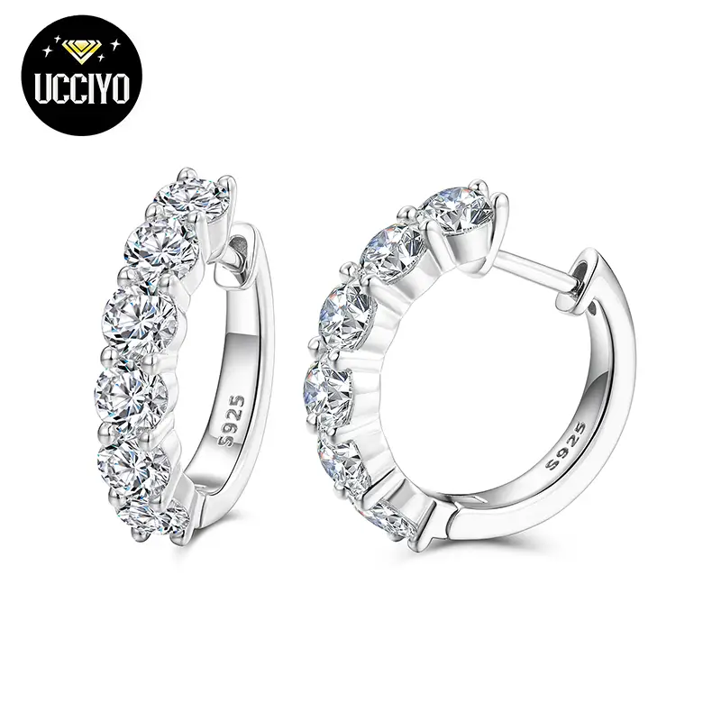 【#E99】D Color Synthetic Moissanite Stud Earrings For Women Girl Sparkling Jewelry 925 Sterling Silver Synthetic Moissanite Fine Jewellry Gifts