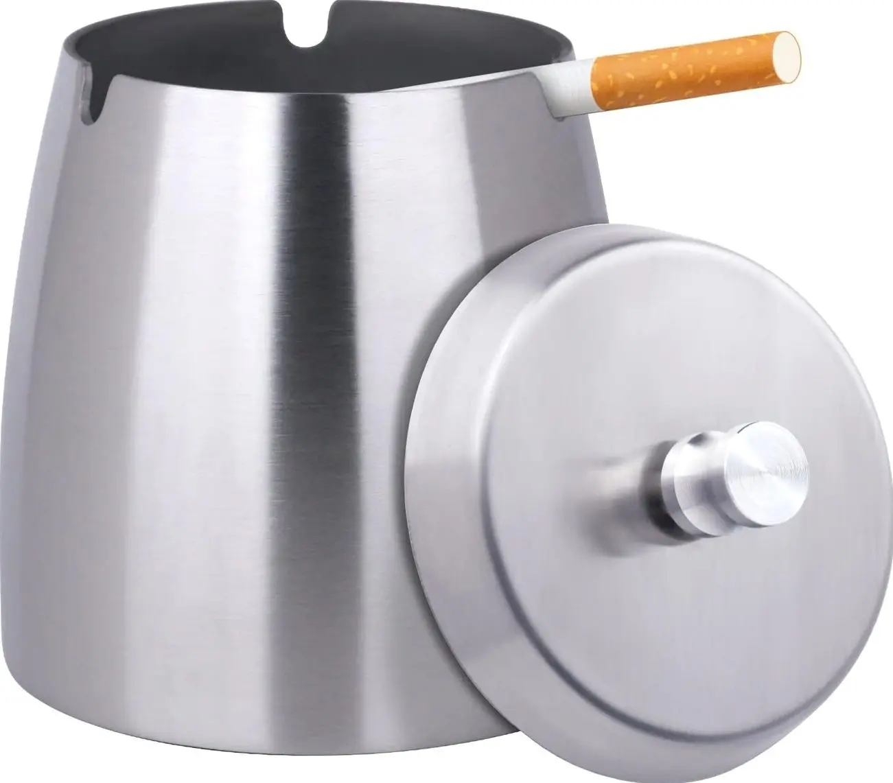 Ash tray Outdoors Indoors,Large Ashtray with Lid for Cigarettes Outside Patio Indoor,Modern Tabletop Smokeless Windproof