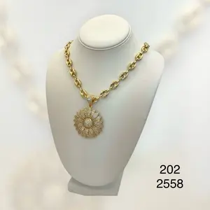 Beautiful Sunflower Necklace for Women 20 Inches Long with Elegant Design and Gold Finish