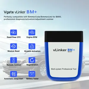 Vgate vLinker BM+ OBD2 Bluetooth Scanner for BMW/Mini BimmerCode, Car Code Reader for iOS, Android, and Windows Automotive Diagnostic Tool Automotive Diagnostic Tester