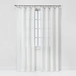 1pc 54"x84" Sheer Contrast Edge Window Curtain Panel White/Natural - Threshold